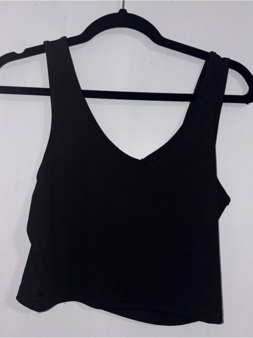 SHEIN Black Ribbed V-Neck Tank Top